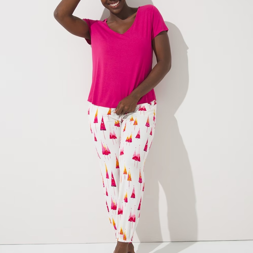 Soma Cool Nights Banded Bottom Pajama Set Christmas Trees